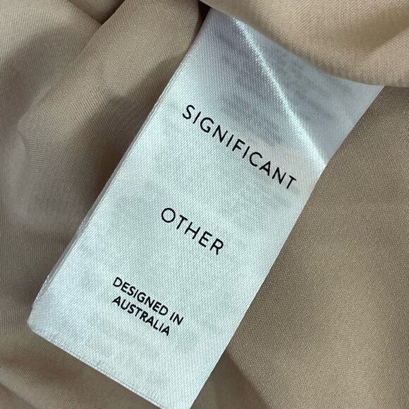 Significant Other Gracie Draped Satin Midi-Dress Champagne Formal Dress Size 6 - Picture 13 of 15